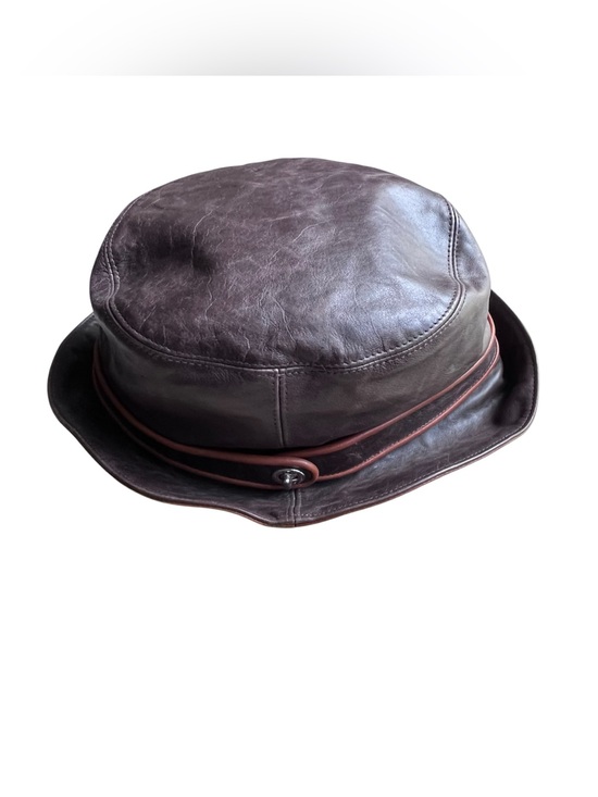 Coach Leather Bucket Hat M/L Brown Signature Trim Soft Luxury Designer Hat main image 9